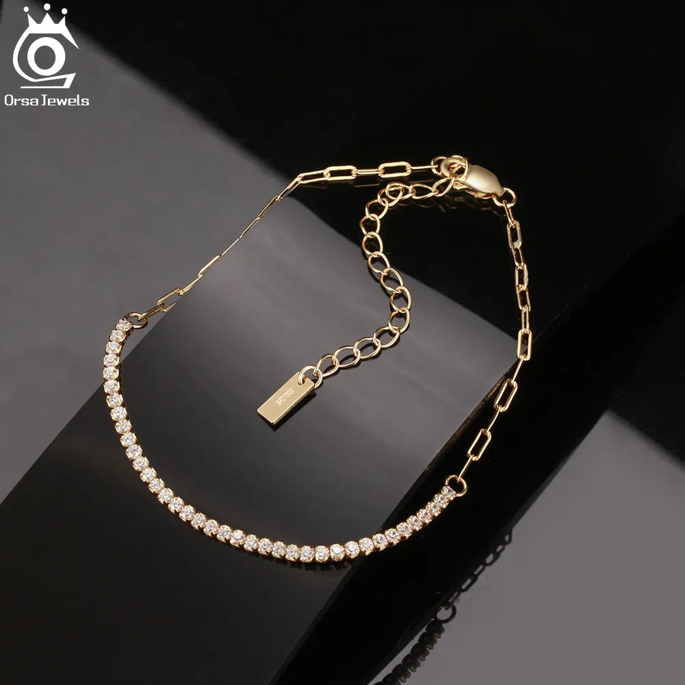 14K Gold Plated Paperclip Tennis Bracelet - Image 5
