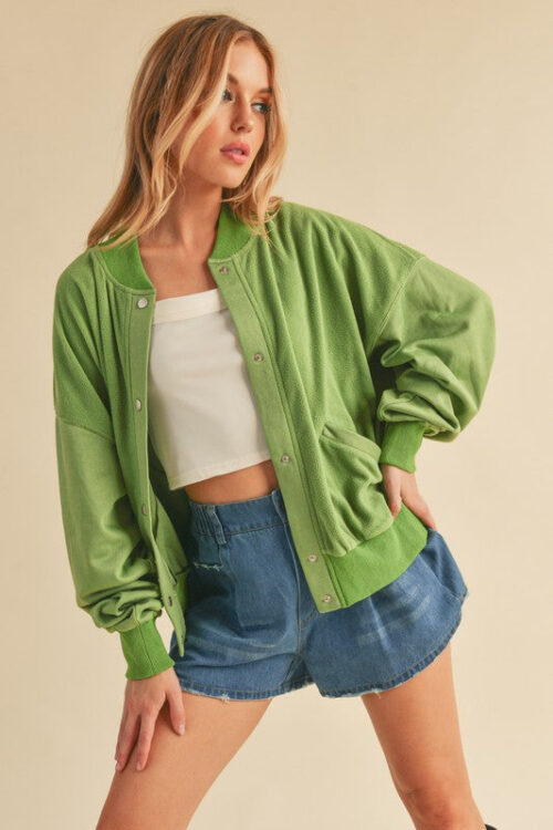 Aemi + Co Snap Down Drop Shoulder Brushed Jacket - Image 3