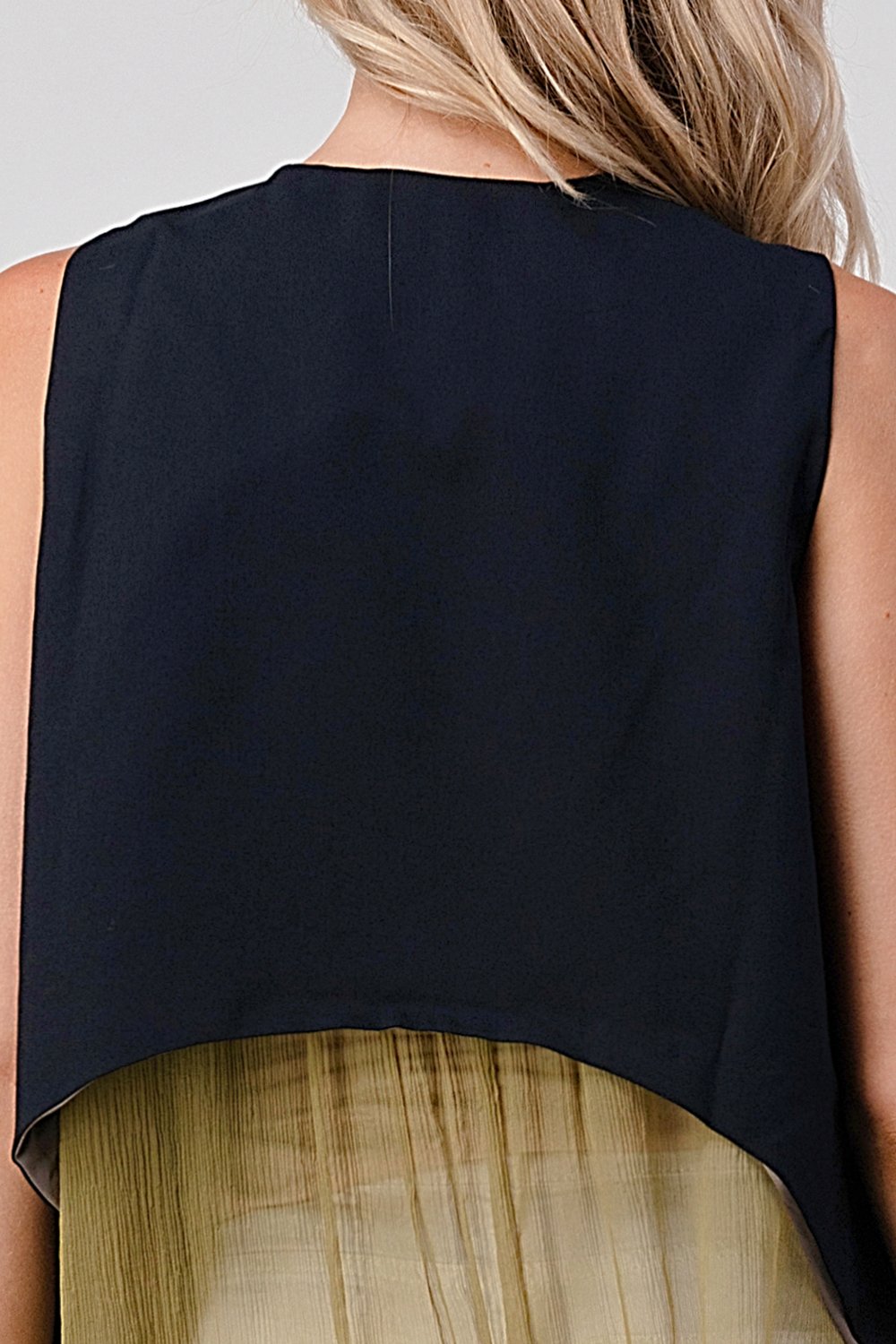 Asymmetrical Button-Down Sleeveless Vest with Layered Hem - Image 10