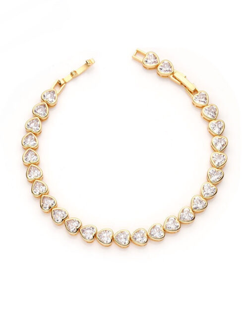 Bezel Heart Tennis Bracelet