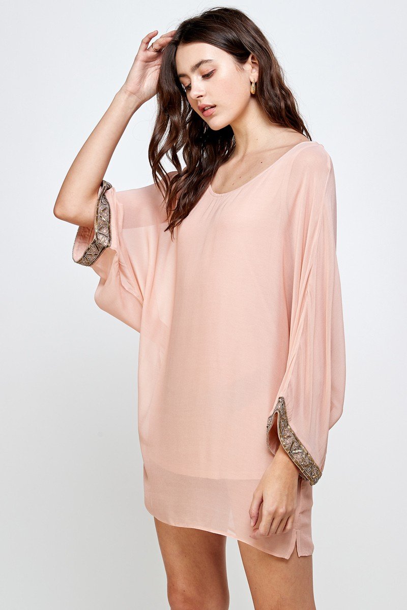 Batwing Sleeve Shift Dress – Effortless Flow and Elegance - Image 2