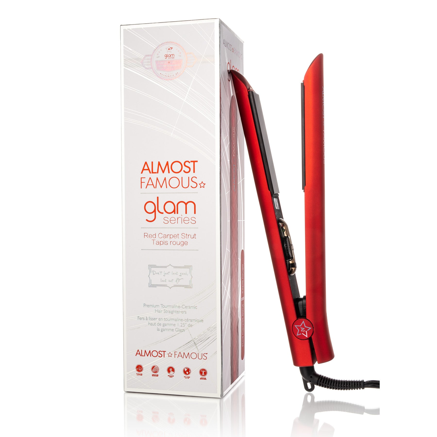 Almost Famous 1.25" Glam Series Flat Iron with Luxe Gem Infused Plates - Image 3