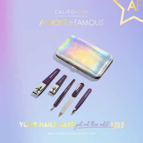 Almost Famous Manicure Kit w/ Silver Holographic travel case - Image 6