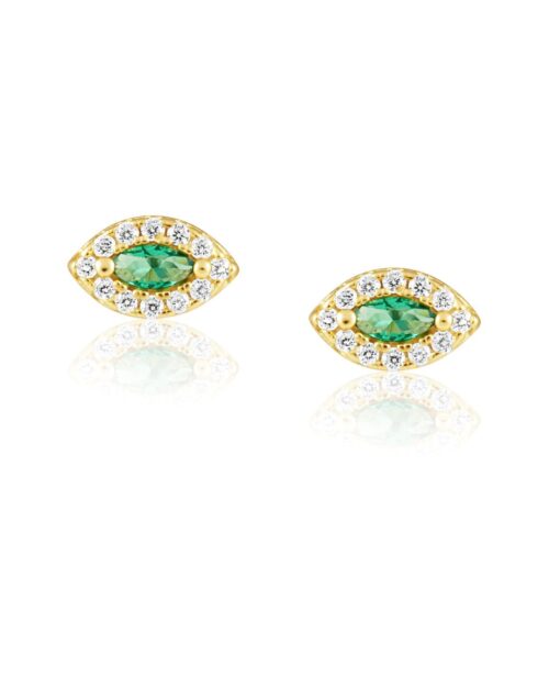 Alma Emerald Evil Eye Studs