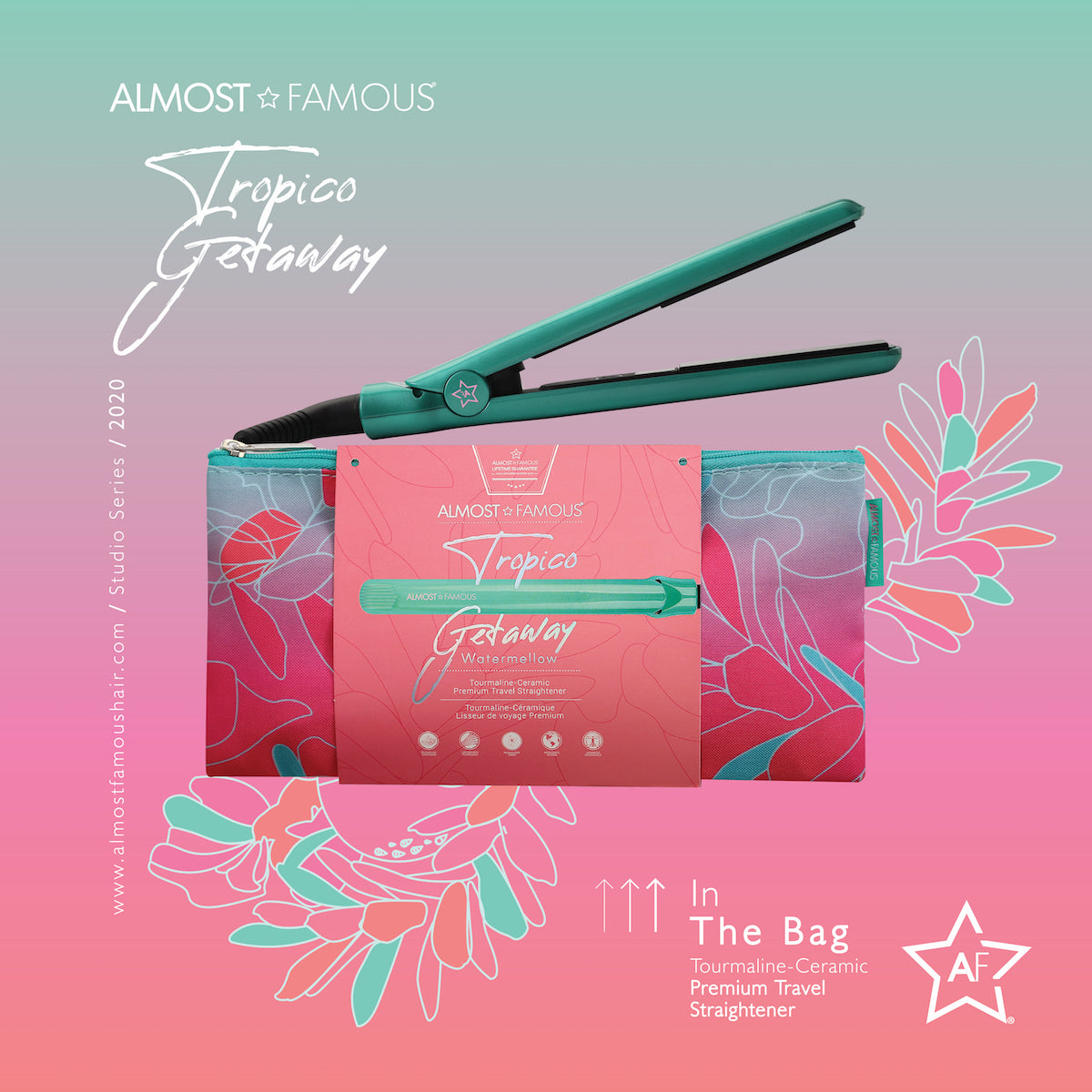 Almost Famous 0.5" Tropico Getaway Mini Travel Flat Iron+Designer Bag - Image 6