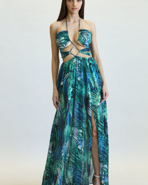 Amata - Jungle Leaf Print Pattern Dress