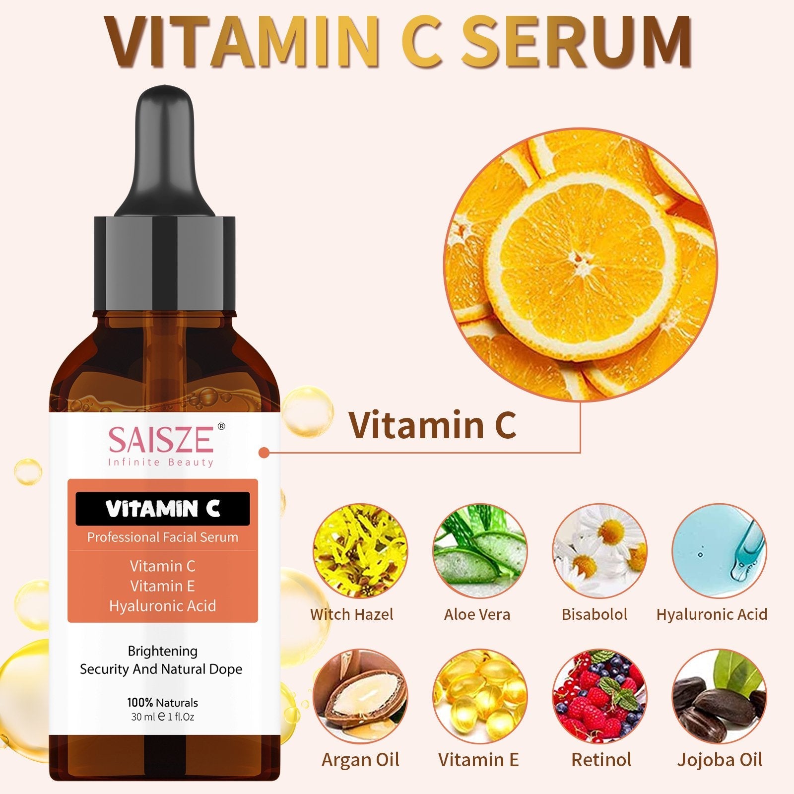 Anti-Aging Hyaluronic Acid Facial Serum for Women with Vitamin C, Aloe - Image 3