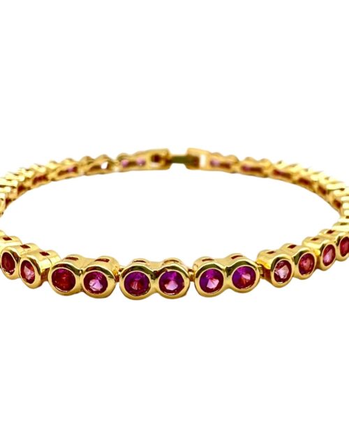 Bezel Tennis Bracelet- Pink
