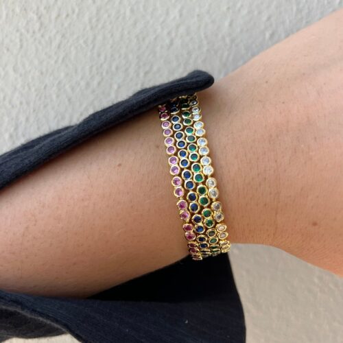 Bezel Tennis Bracelet- Pink - Image 3