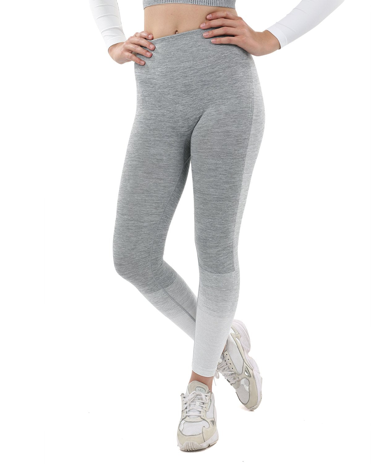 Bocana Seamless Leggings - Grey & White - Image 2