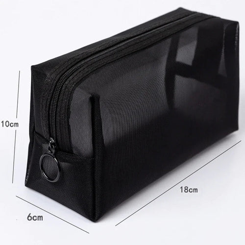 Black Mesh Makeup Bag Women Transparent Cosmetic Bag Small Large - Image 10