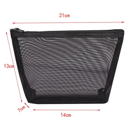 Black Mesh Makeup Bag Women Transparent Cosmetic Bag Small Large - Image 9