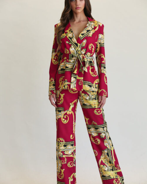 Blazer and Pant Set for Women with Waist Belt - Aarifa