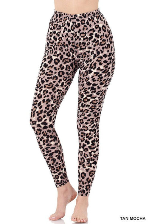 Brushed Microfiber Leopard Print Leggings - Image 7