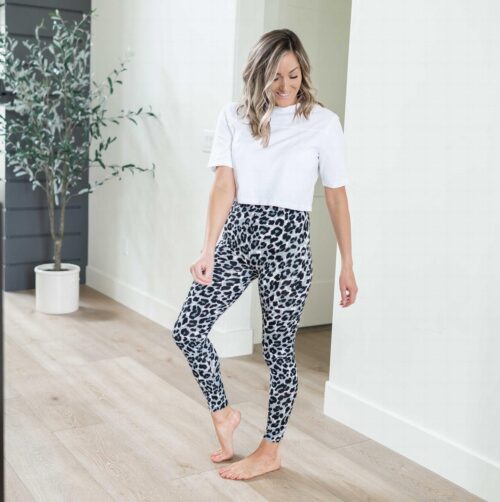 Brushed Microfiber Leopard Print Leggings - Image 3