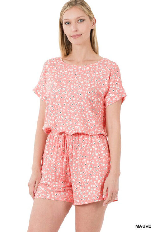 Brushed Dty Floral Romper With Pockets - Image 2