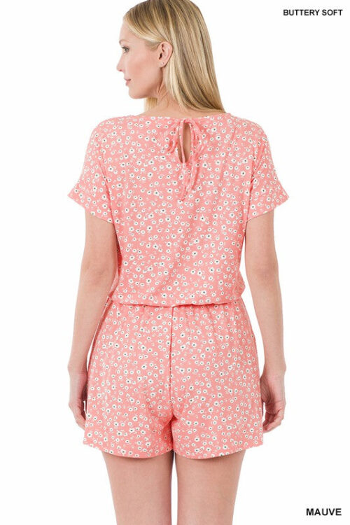 Brushed Dty Floral Romper With Pockets - Image 3