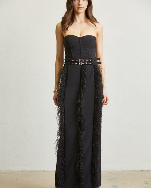 Buckled Feather Corset Dress
