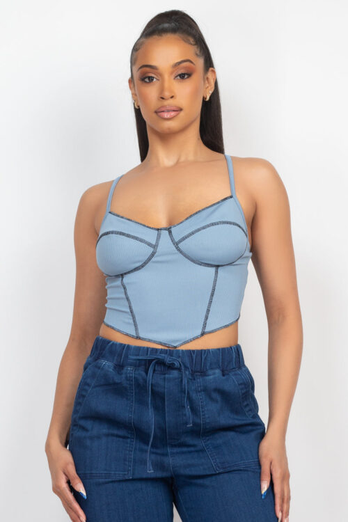 Bustier Sleeveless Ribbed Top - Image 2