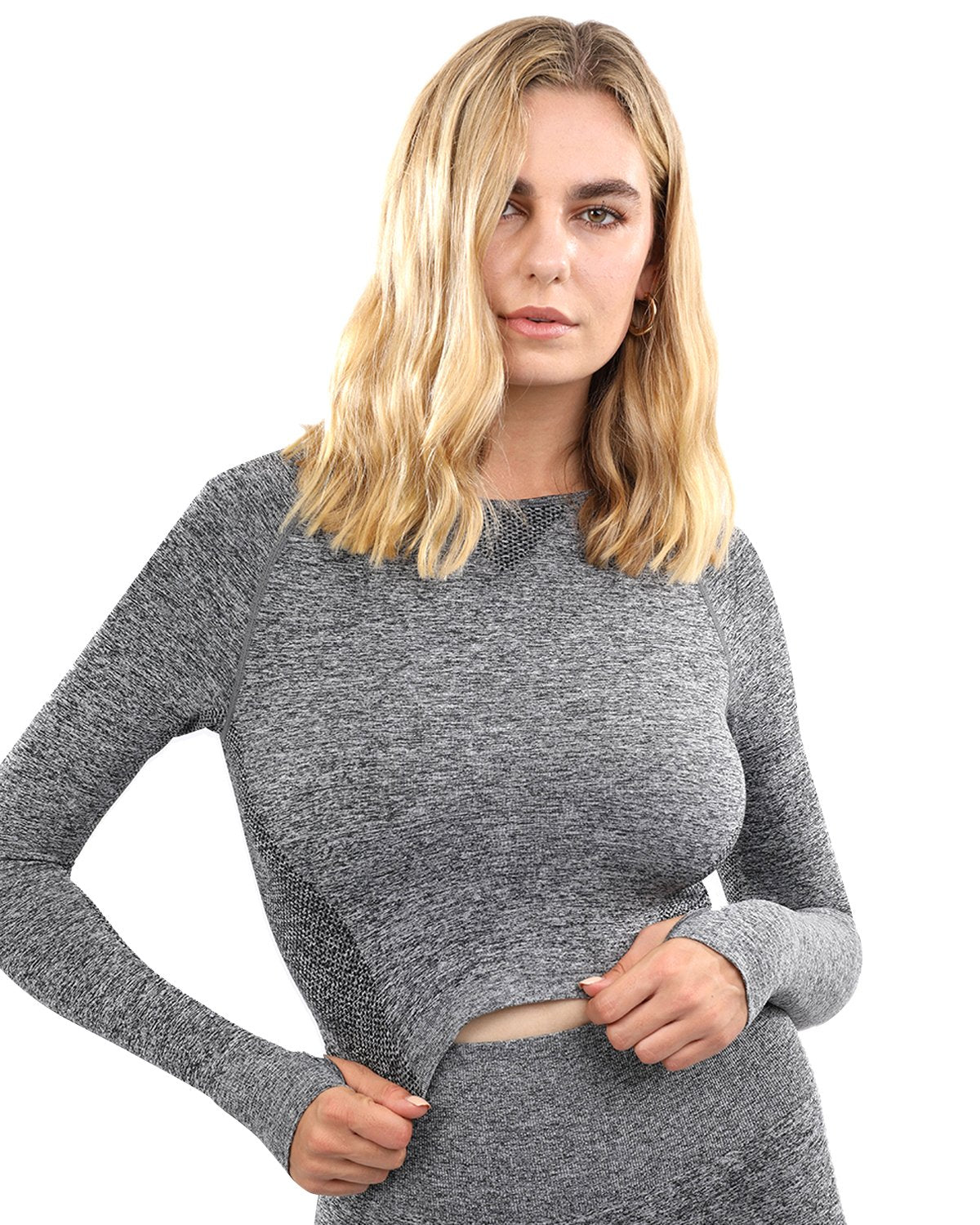 Cadrina Seamless Sports Top - Grey - Image 4