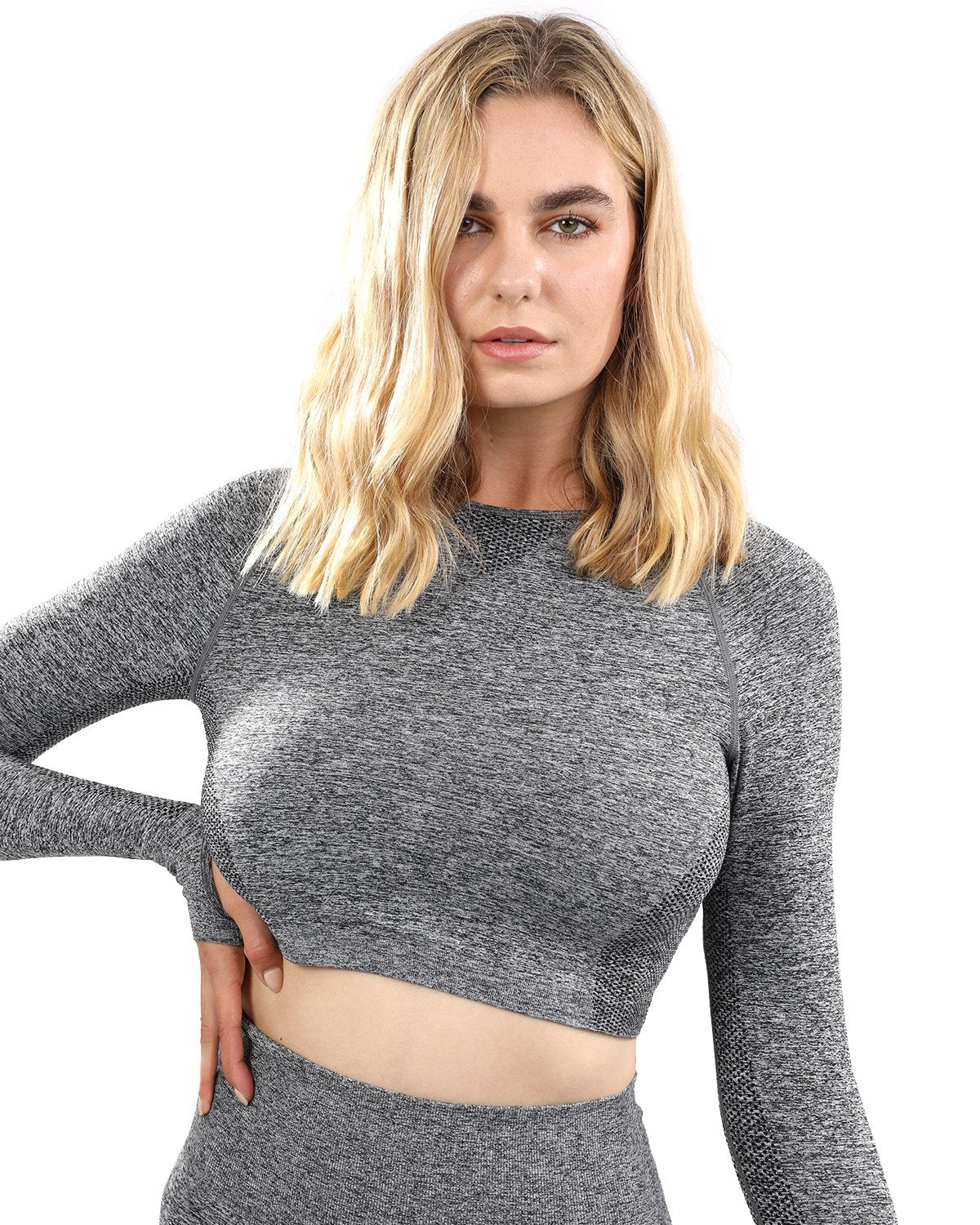 Cadrina Seamless Sports Top - Grey - Image 3