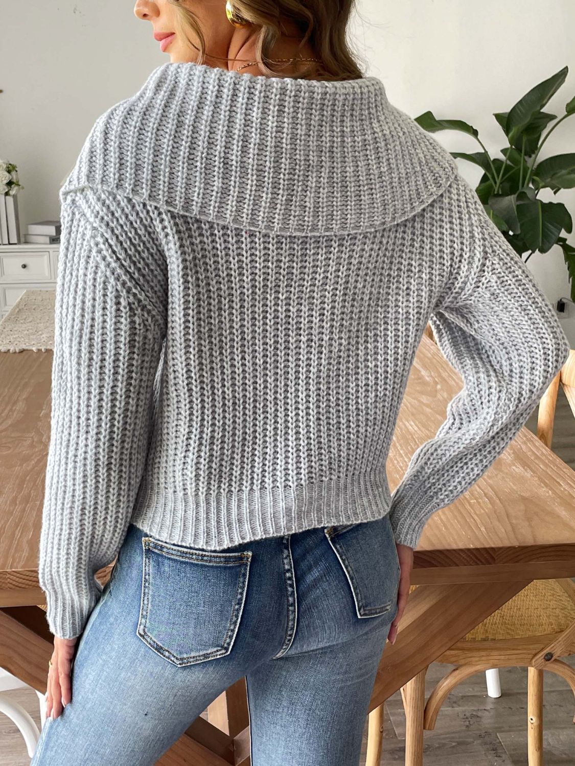 Cable-Knit Long Sleeve Sweater - Image 2