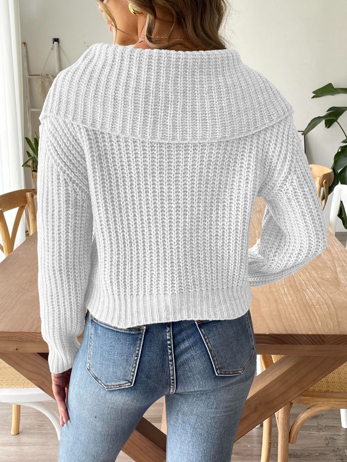 Cable-Knit Long Sleeve Sweater - Image 4