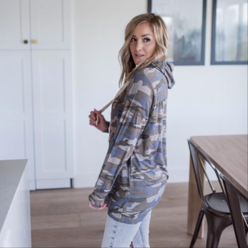 Camouflage Hoodie Top With Kangaroo Pocket - Image 3
