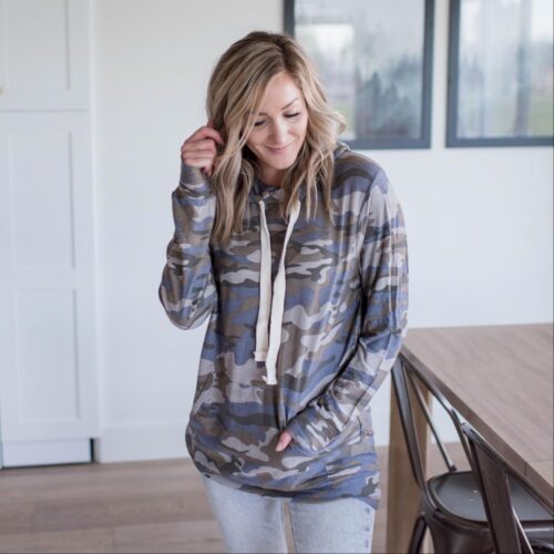 Camouflage Hoodie Top With Kangaroo Pocket - Image 2
