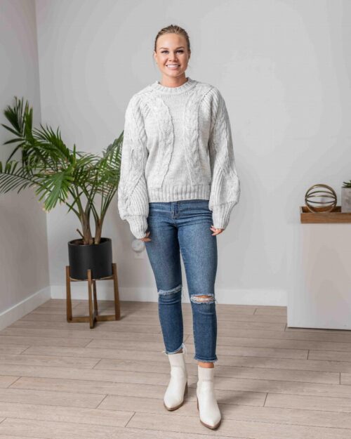 Cable Knit Balloon Sleeve Sweater