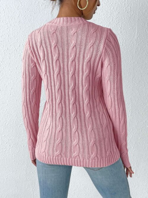 Cable-Knit Round Neck Sweater - Image 4