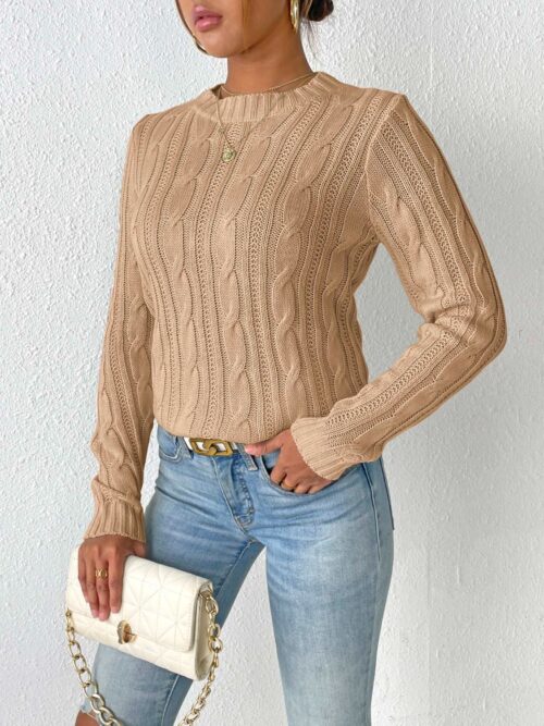 Cable-Knit Round Neck Sweater - Image 9