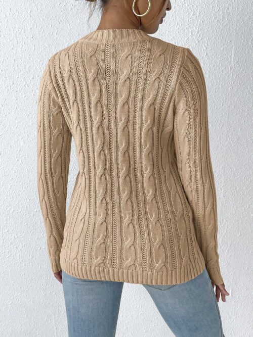 Cable-Knit Round Neck Sweater - Image 8