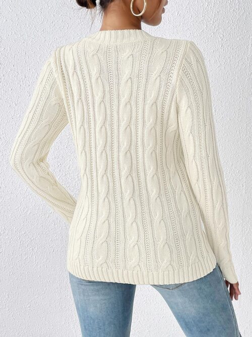 Cable-Knit Round Neck Sweater - Image 2