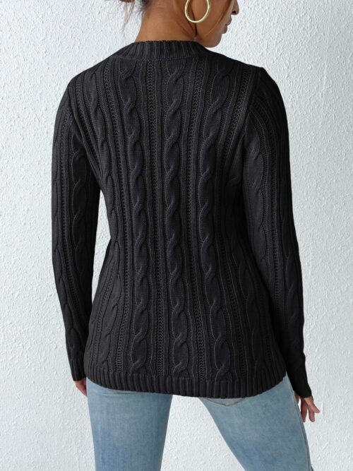 Cable-Knit Round Neck Sweater - Image 6