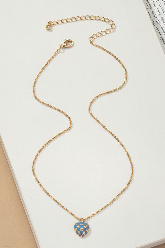 Checker Heart Pendant Necklace - Image 6