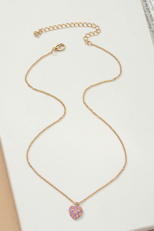 Checker Heart Pendant Necklace - Image 7