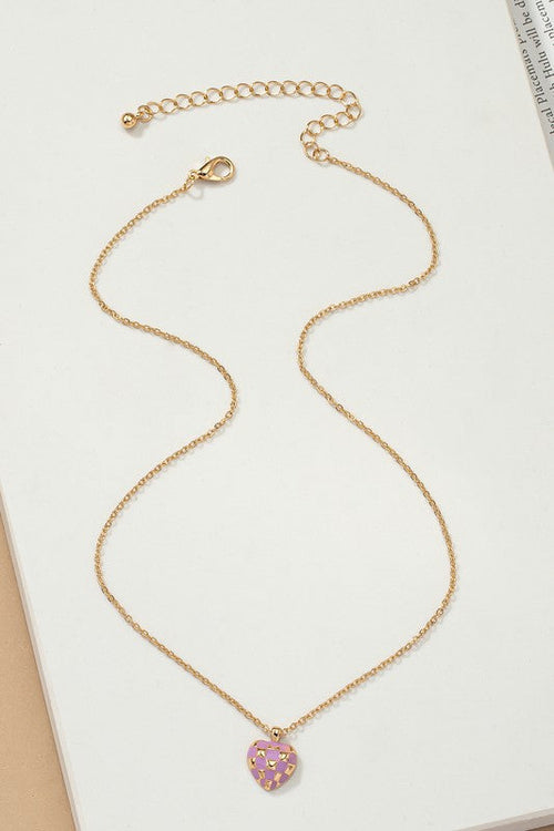 Checker Heart Pendant Necklace - Image 13