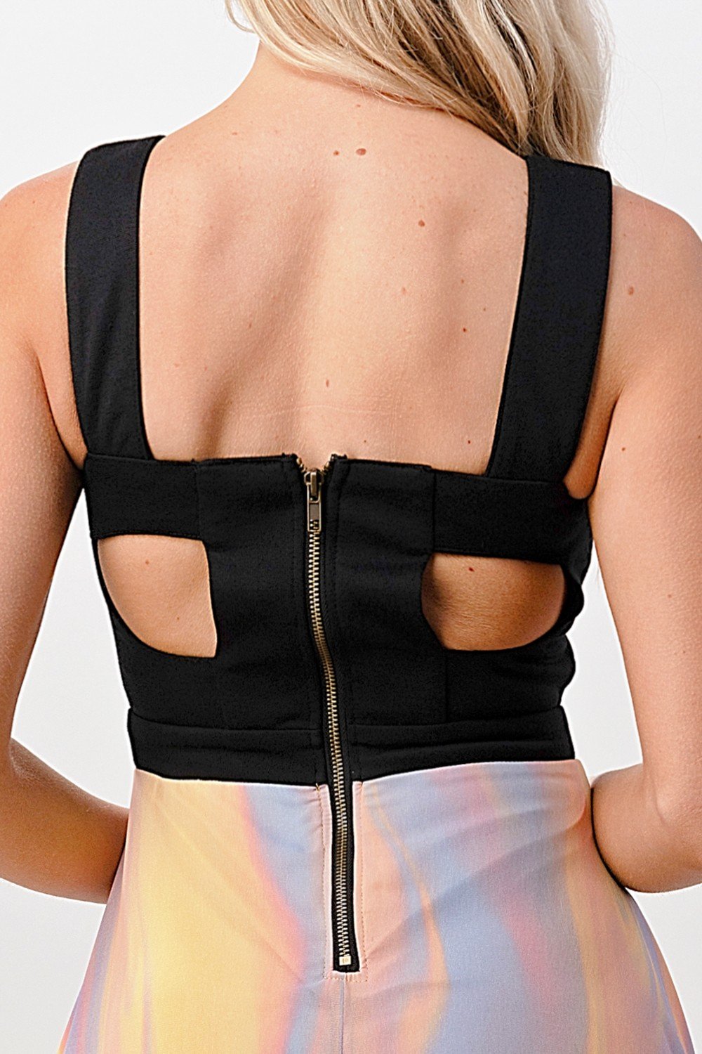 Chic Cut-Out Bodice High-Low Chiffon Dress - Image 5