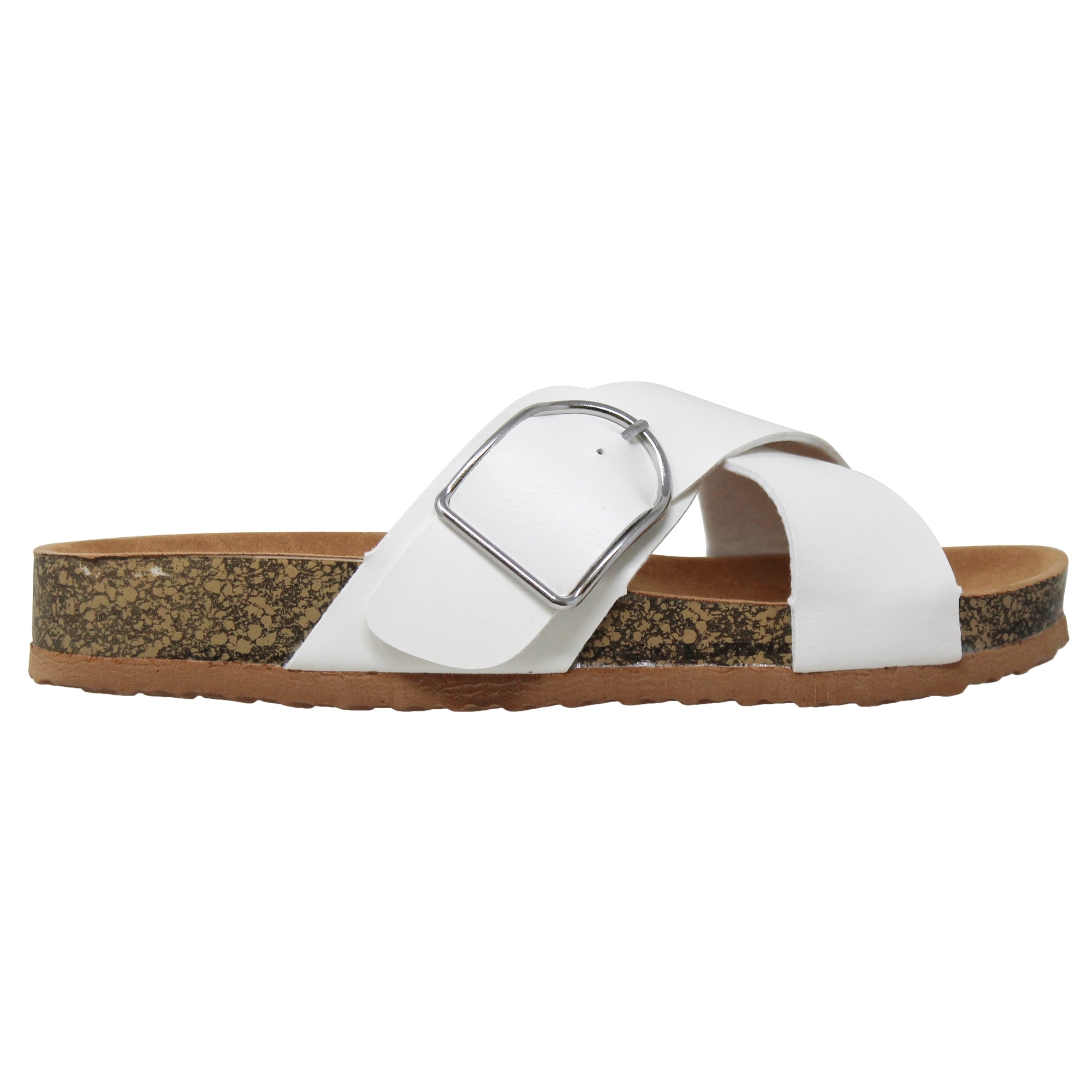 Classic Comfort Sandals Criss-Cross Strap Buckle Slip On Flatform - Image 3
