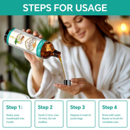 Coconut Oil Pulling (8 Fl.Oz) Alcohol Free Mouthwash Oil for Fresh - Image 6