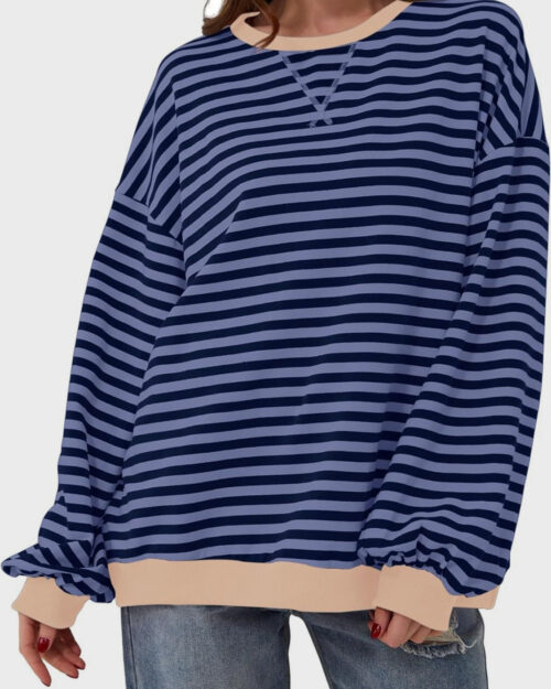 Contrast Striped Long Sleeve Sweatshirt