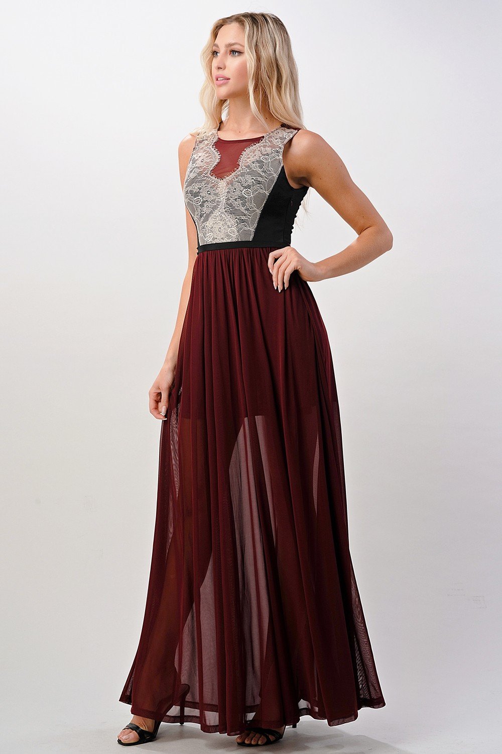Contrast lace overlap maxi dress - Image 5
