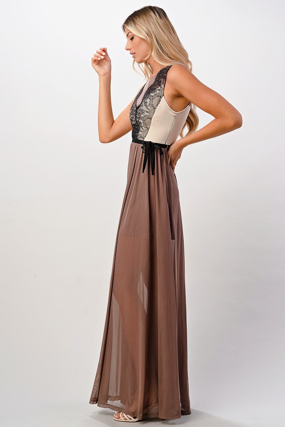 Contrast lace overlap maxi dress - Image 6