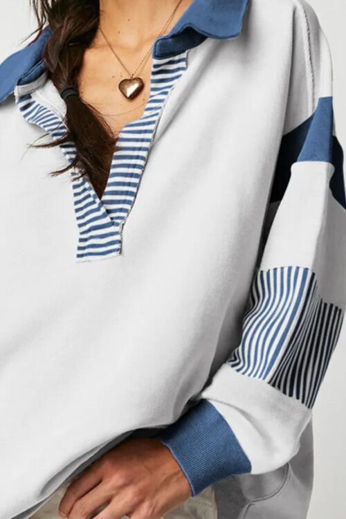 Collared Neck Long Sleeve Sweatshirt - Image 5