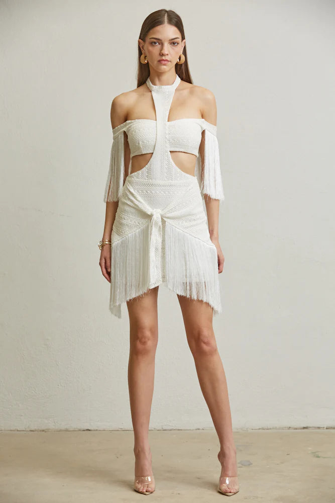 Contemporary Fringed Couture Dress - Image 2