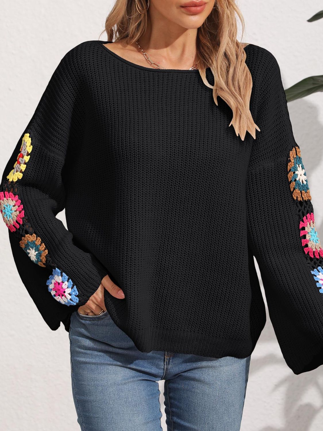 Crochet Flower Long Sleeve Sweater - Image 9