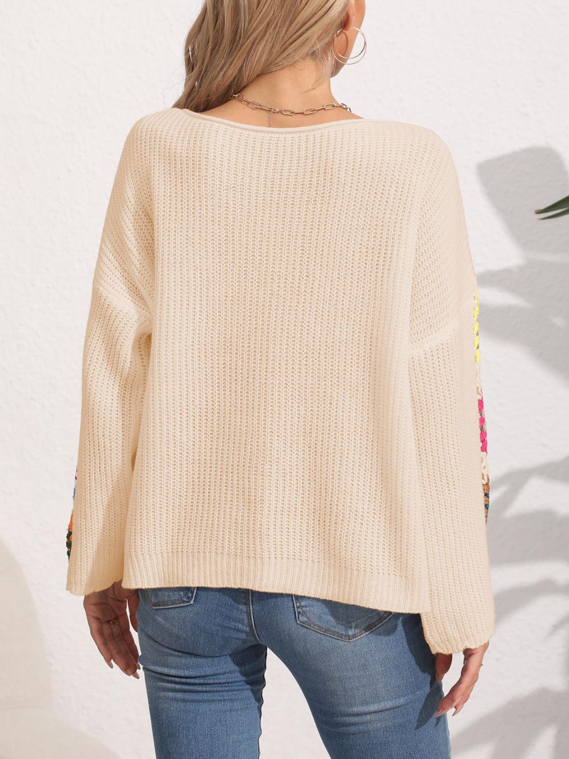 Crochet Flower Long Sleeve Sweater - Image 5