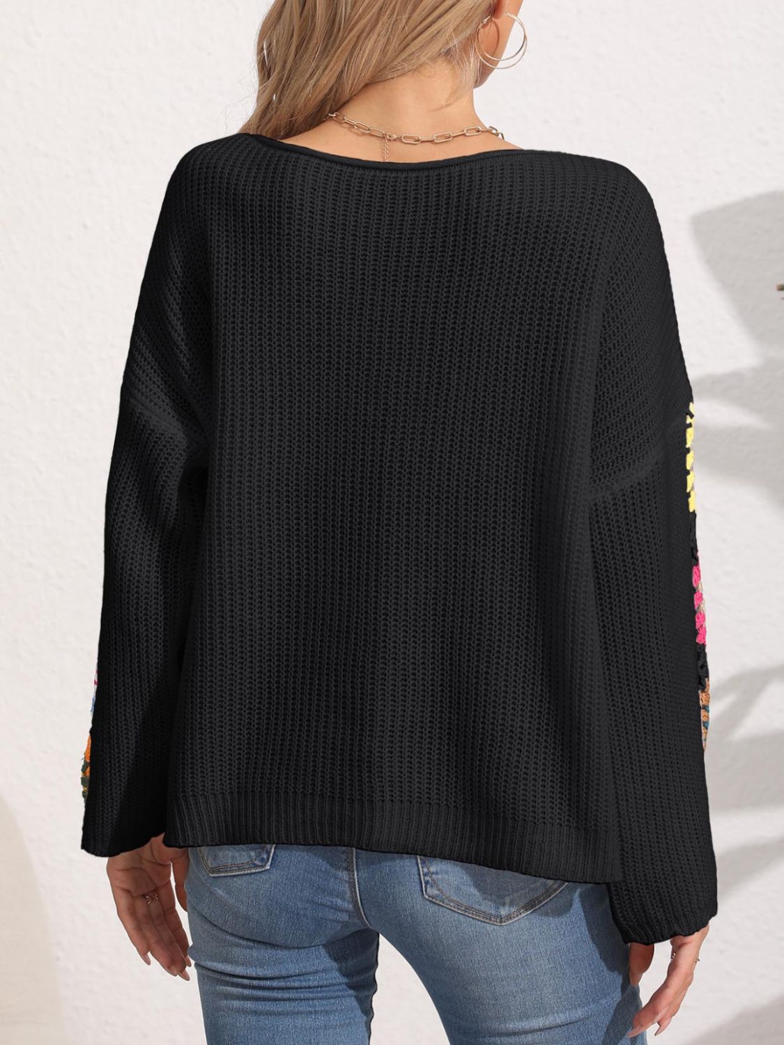 Crochet Flower Long Sleeve Sweater - Image 8