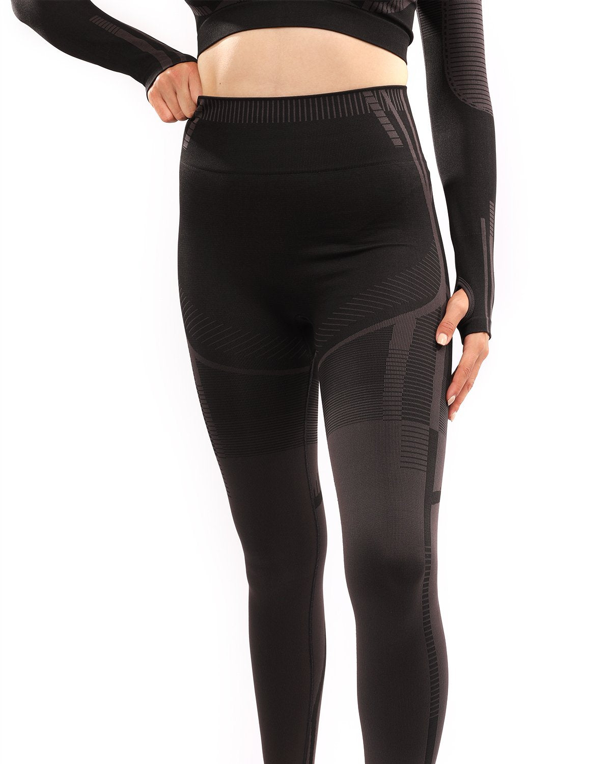 DECATA SEAMLESS LEGGINGS - BLACK & BROWN - Image 5
